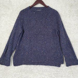Habitat Clothes Sweater Women Large Blue Mock Neck Speckled Knit Pullover Causal